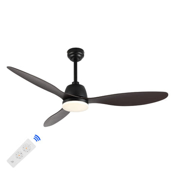 Audie 52" Classic Industrial Iron/Plastic Mobile-App/Remote-Controlled 6-Speed Propeller Integrated LED Ceiling Fan